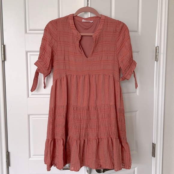 Talulah Babydoll Mini Dress - Dusty Pink - Picture 1 of 10